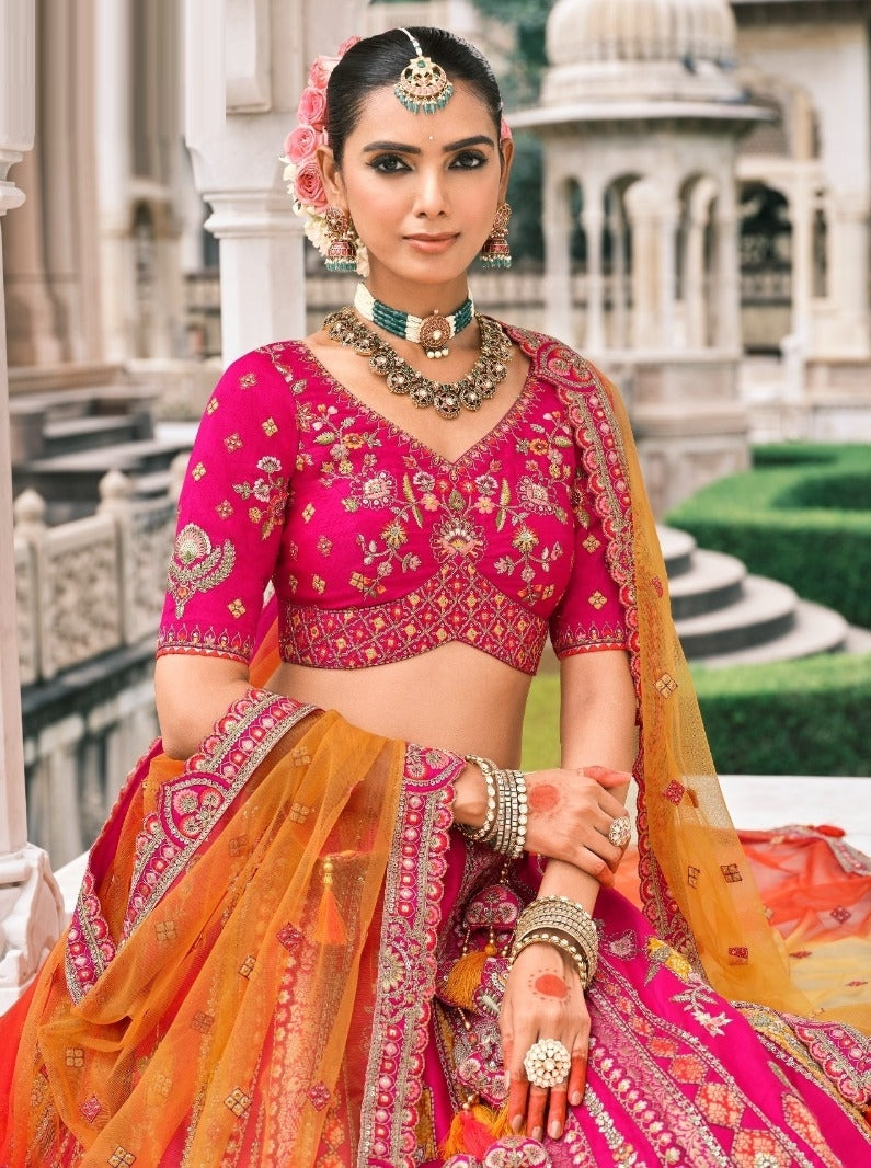 Sumptuous Pink Fancy Silk Bridal Lehenga