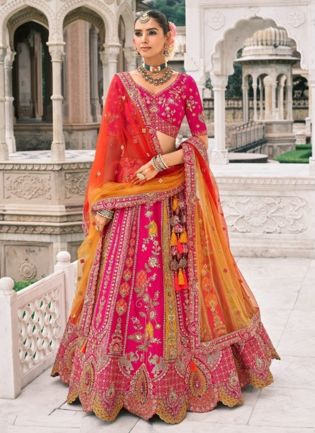 Sumptuous Pink Fancy Silk Bridal Lehenga