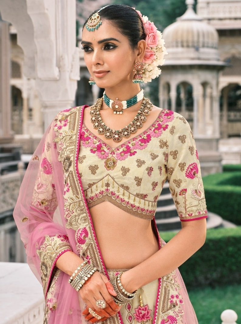 Couture White Fancy Silk Bridal Lehenga