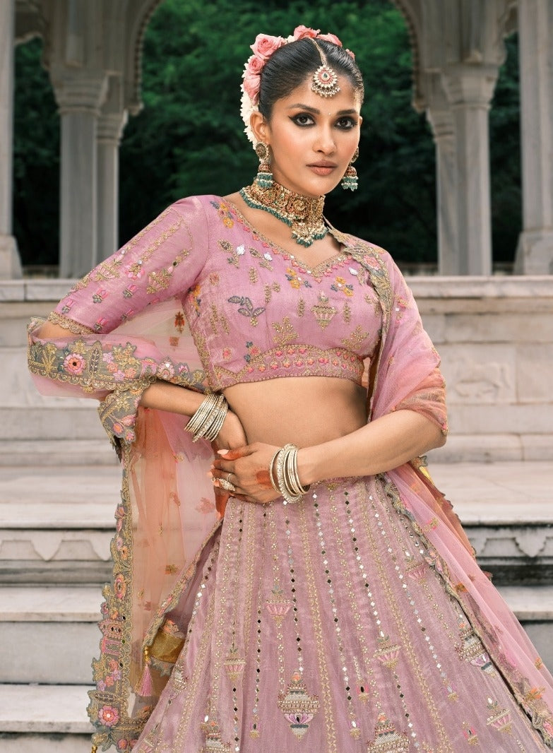 Amazing Pink Fancy Silk Bridal Lehenga