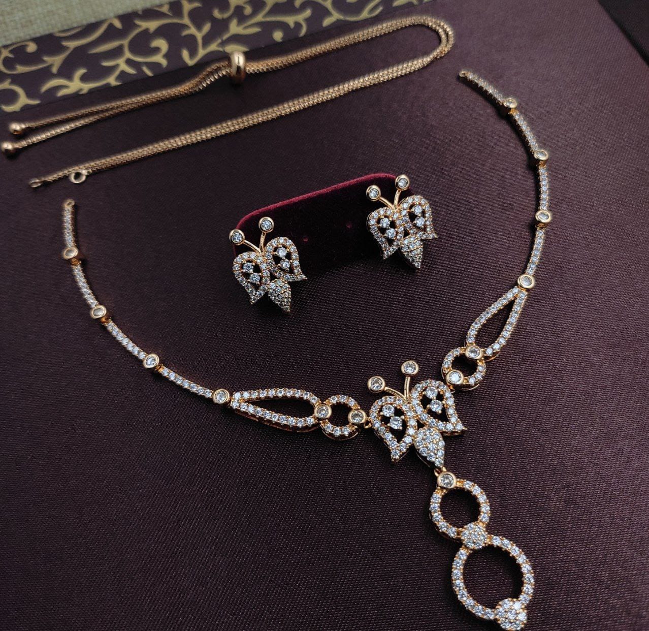 Elegant Pearl And Stone Studded Necklace Set