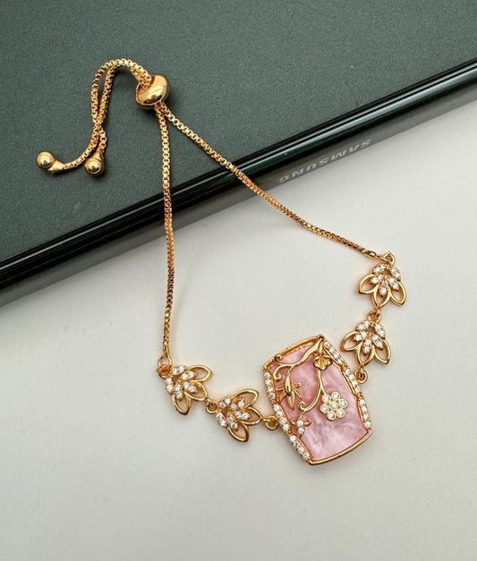 Elegant Pink Stone Beaded Necklace