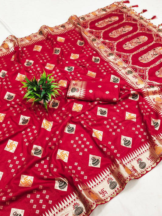Women Maroon Paithani Soft Silk Saree