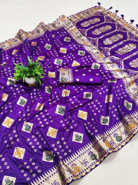 Women Purple Paithani Soft Silk Saree