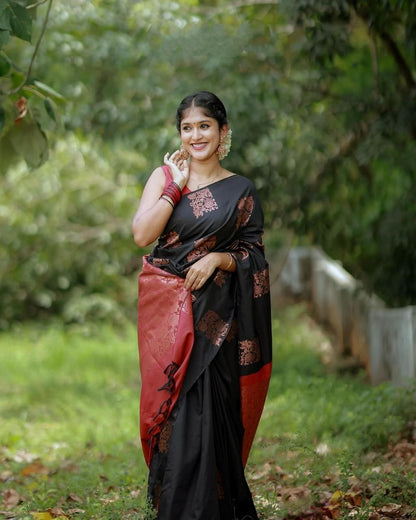 Allurin Black Silk Saree