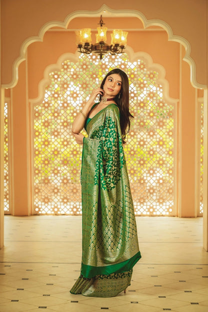 Women Green Silk Banarasi Saree