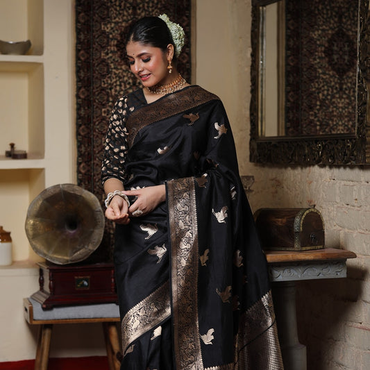 Women Black Silk Saree