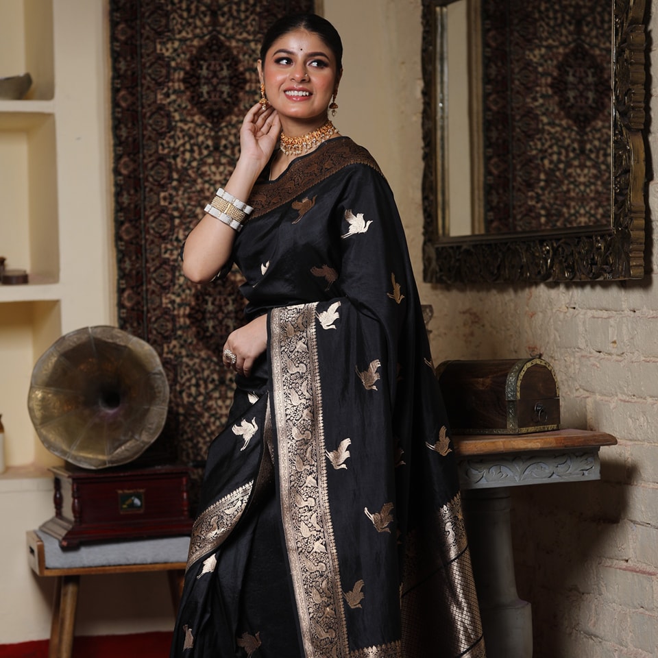 Women Black Silk Saree