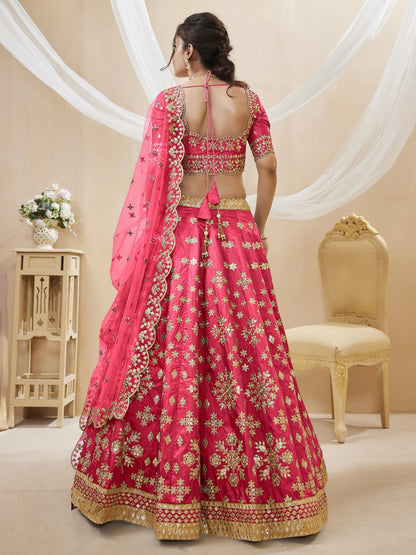 Understated Rani Pink Art Silk Reception Lehenga