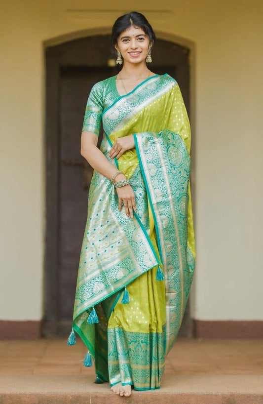 Women Light Green And Sea Green Silk Festive Wear Saree