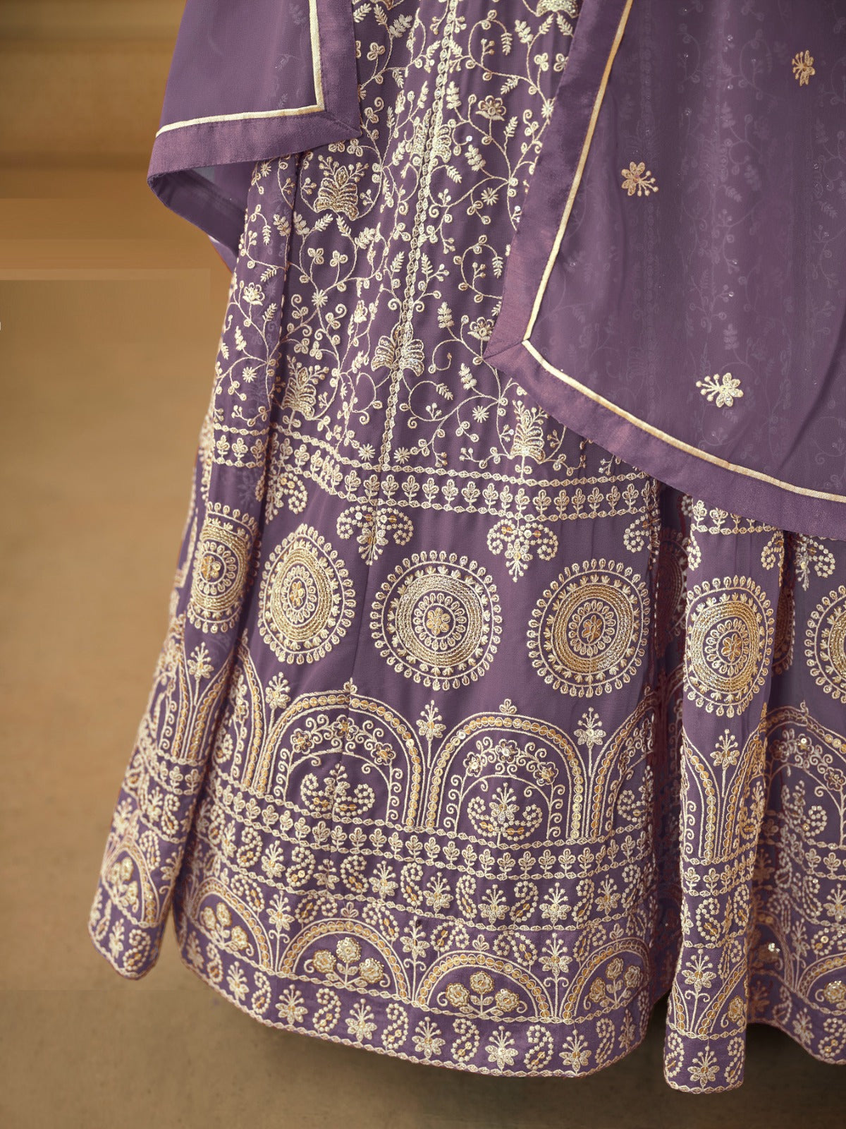 Iconic Purple Georgette Floor Length Suit Set