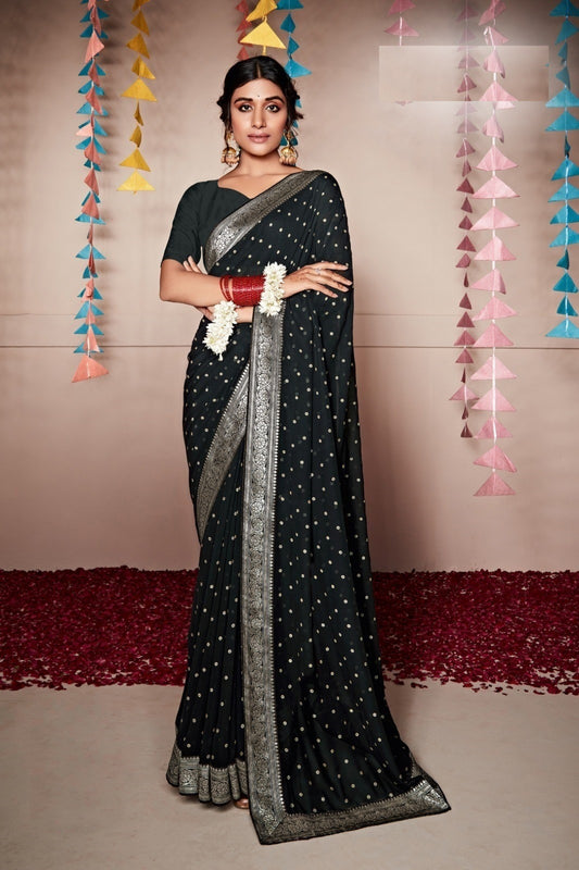 Black Georgette Weightless Solid Saree