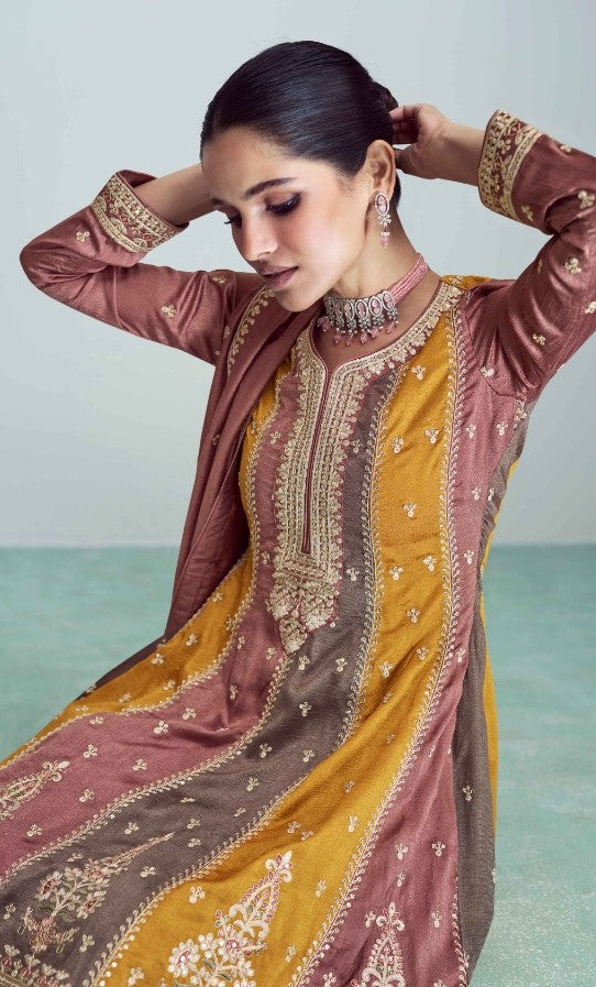 Women Violet Silk Anarkali Suit Set