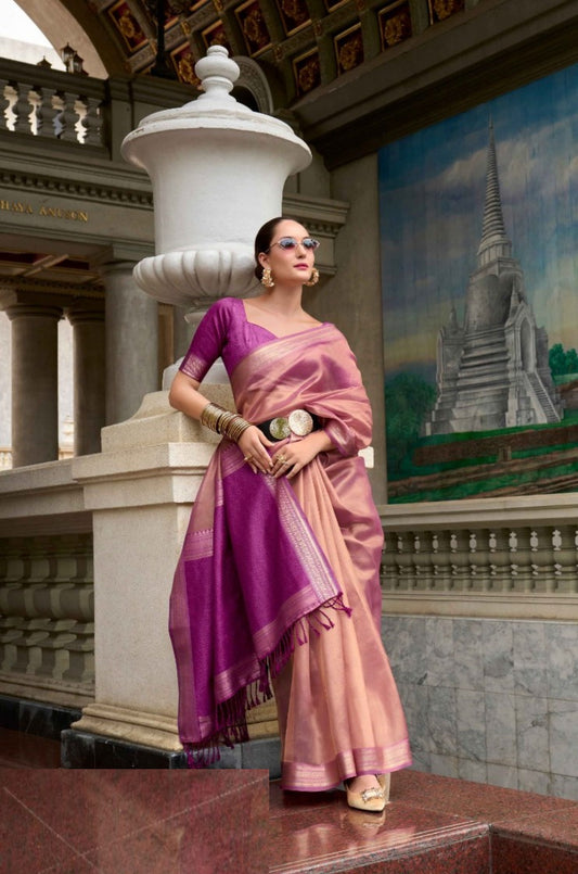 Solid Purple Tissue Saree