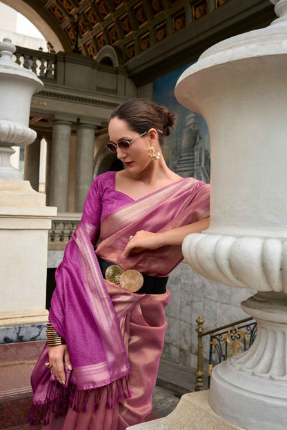 Solid Purple Tissue Saree