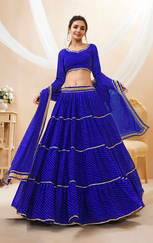 Women Royal Blue Georgette Traditional Lehenga