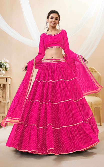 Women Pink Georgette Traditional Lehenga