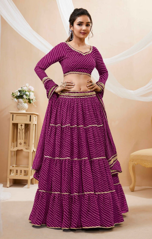 Women Purple Georgette Traditional Lehenga