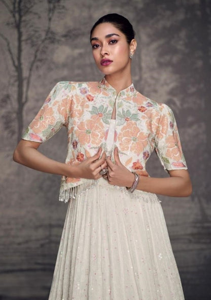 White Georgette Indo Western Dress