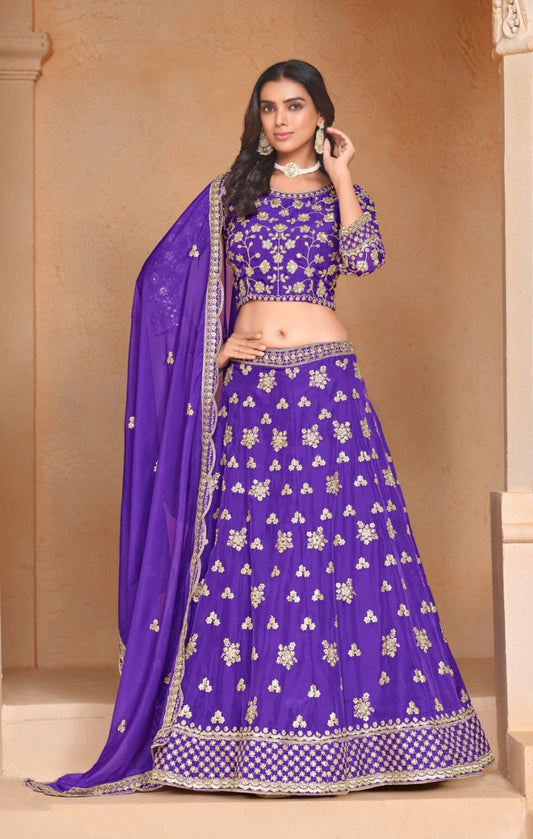 Enchanting Purple Organza Traditional Lehenga