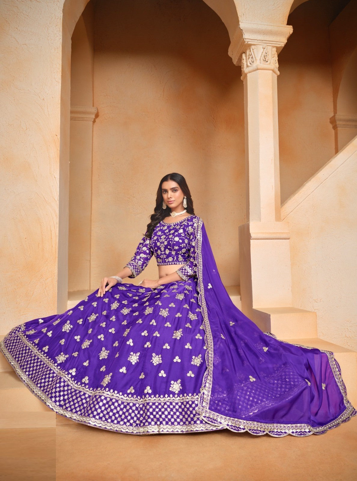 Enchanting Purple Organza Traditional Lehenga