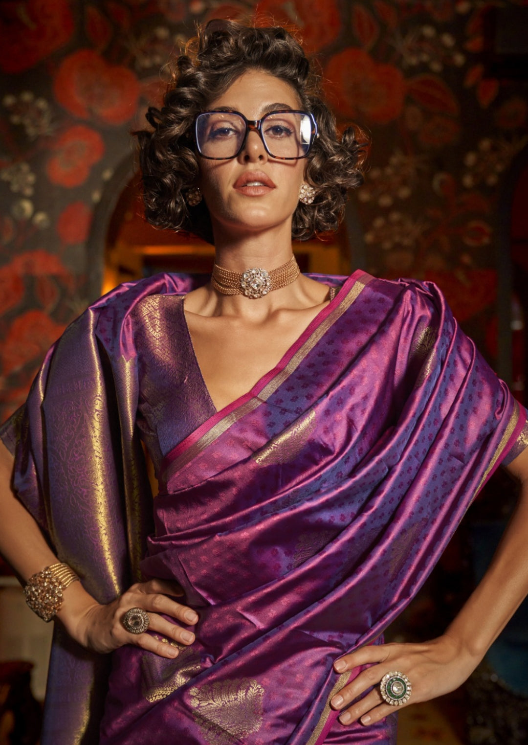Amazing Purple Weaving Silk Handloom Saree