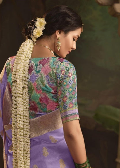 Luxe Light Purple Crepe Dola Silk Saree