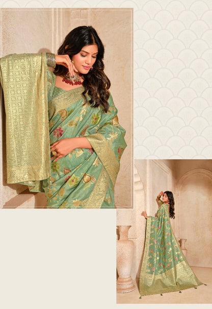Women Sea Green Banarasi Silk Saree