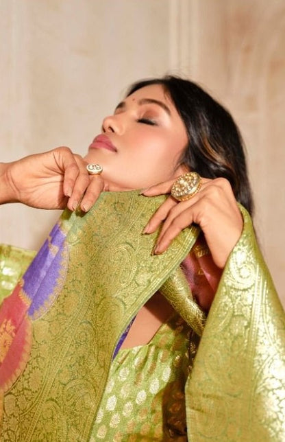 Women Green Banarasi Silk Saree