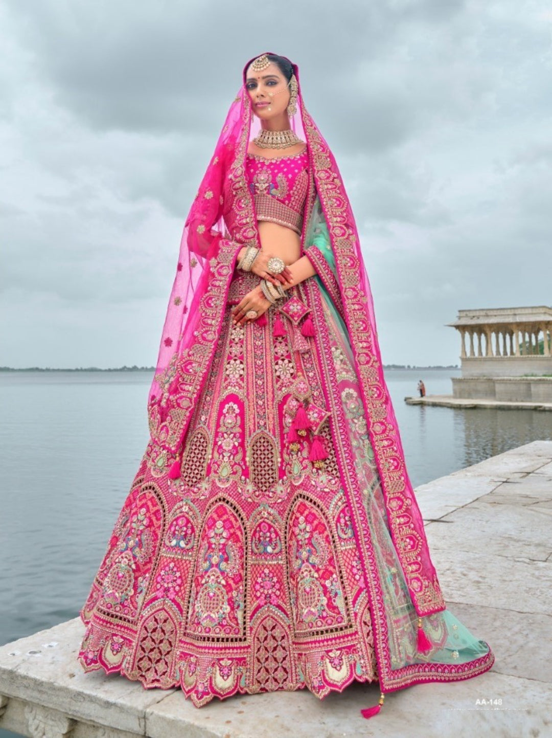Rosy Pink Silk With Embroidery Work Lehenga Choli Dupatta