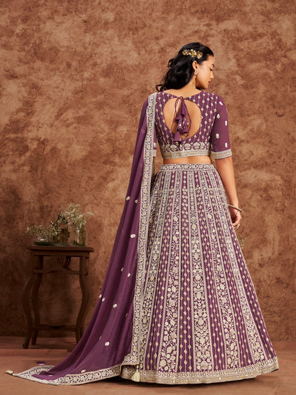 Violet Georgette Lehenga With Thread Sequins Work