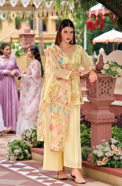 Women Cream Viscose Simmer Pant Suit Set