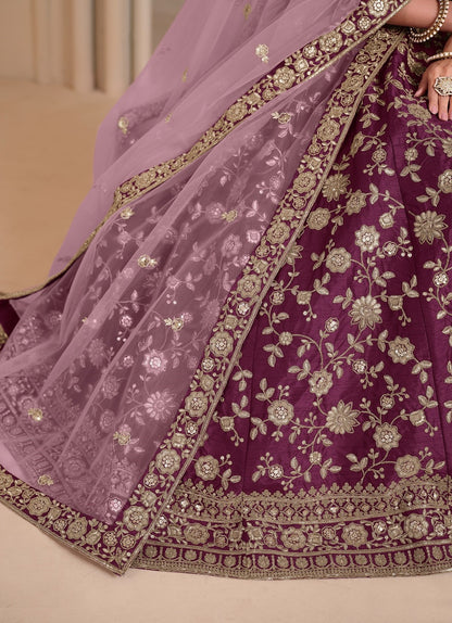 Flattering Burgundy Art Silk Traditional Lehenga