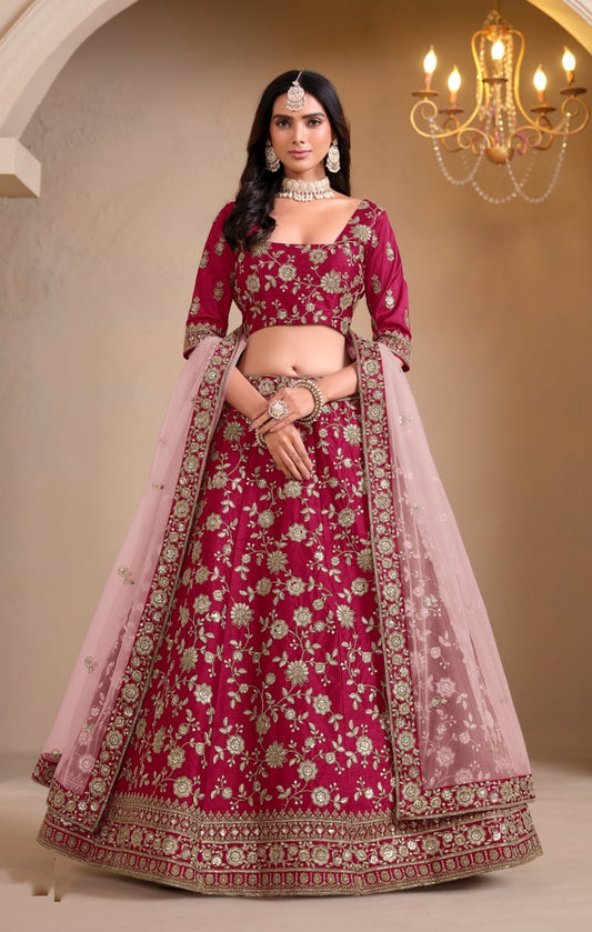 Iconic Magenta Art Silk Traditional Lehenga
