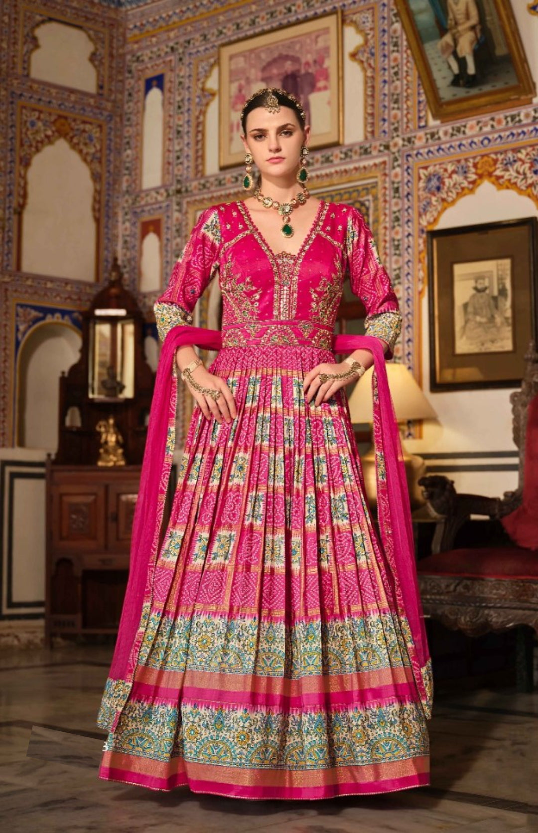 Luxurious Pink Silk Gown With Dupatta