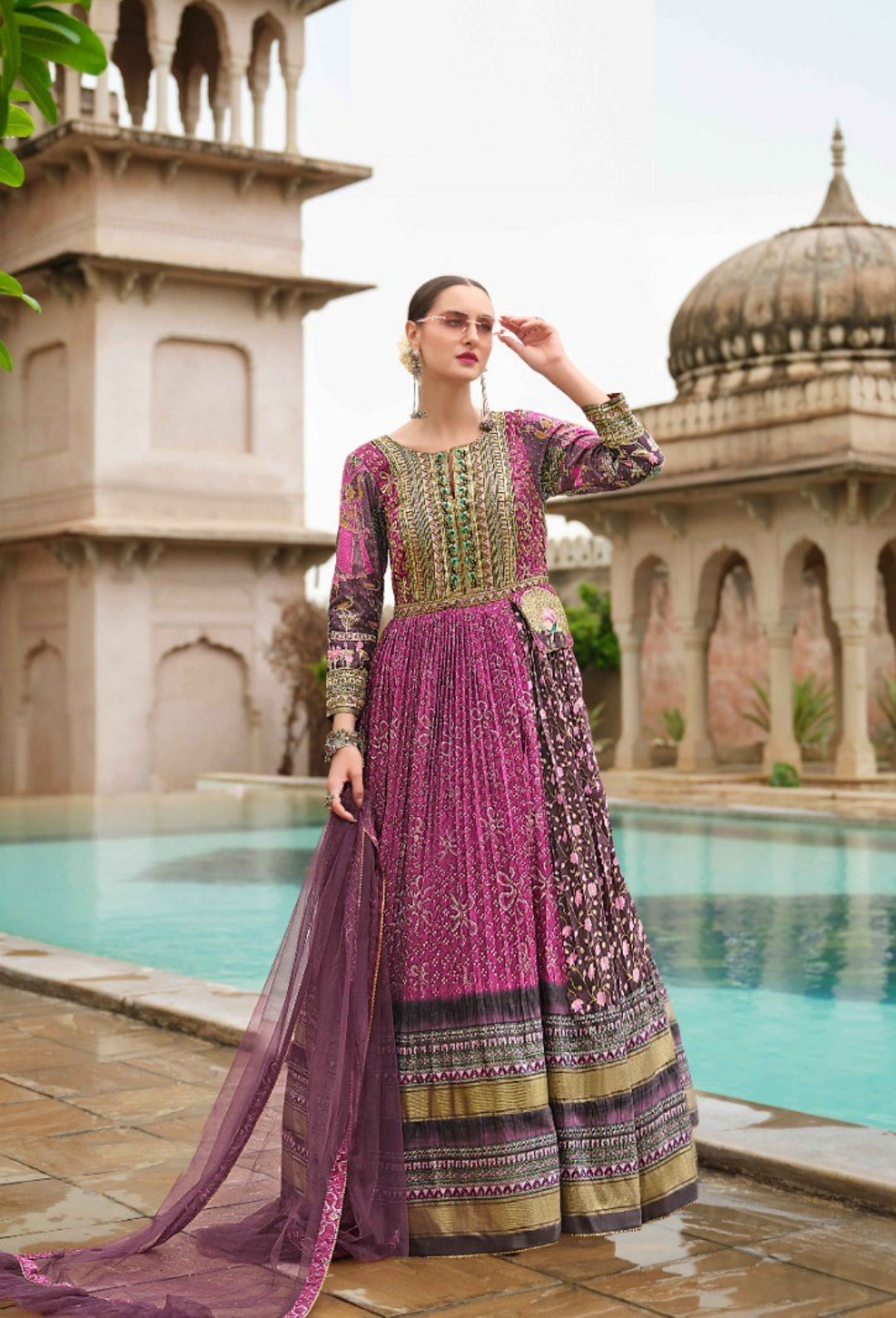 Tailored Pink Silk Gown With Dupatta