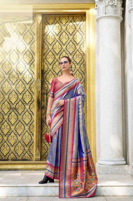 Women Blue Tissue Silk Saree