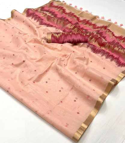 Enchanting Light Pink Handloom Weaving Silk Saree