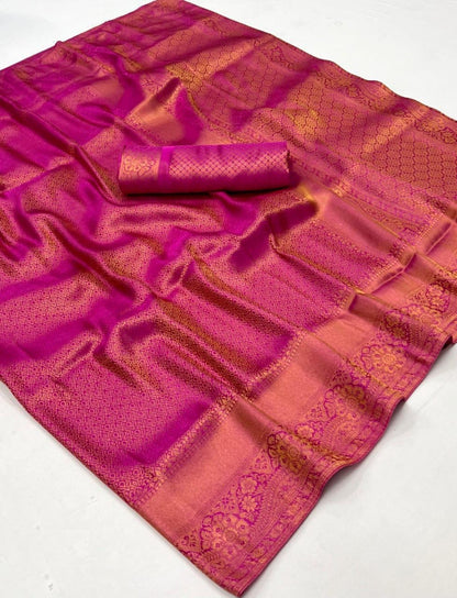 Opalescent Purple Satin Jari Silk Saree