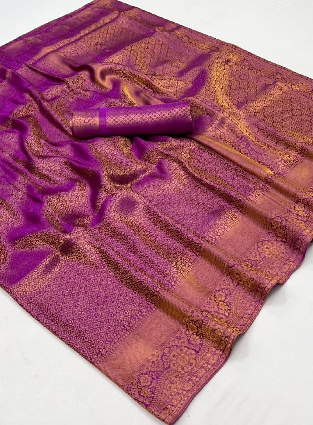 Immaculate Purple Satin Jari Silk Saree