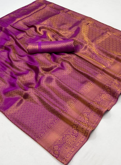 Immaculate Purple Satin Jari Silk Saree