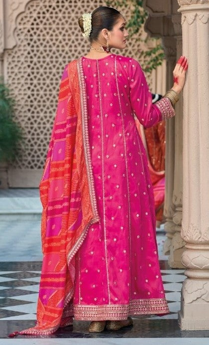 Luxe Rani Pink Heavy Shimmer Gown With Dupatta