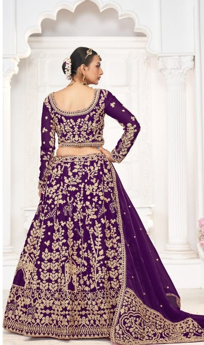 Luxurious Purple Jimmy Choo Bridal Lehenga With Embroidery Work