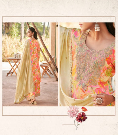Gorgeous Multicolor Chinon With Embroidery Work Pant-Bottom Suit Set