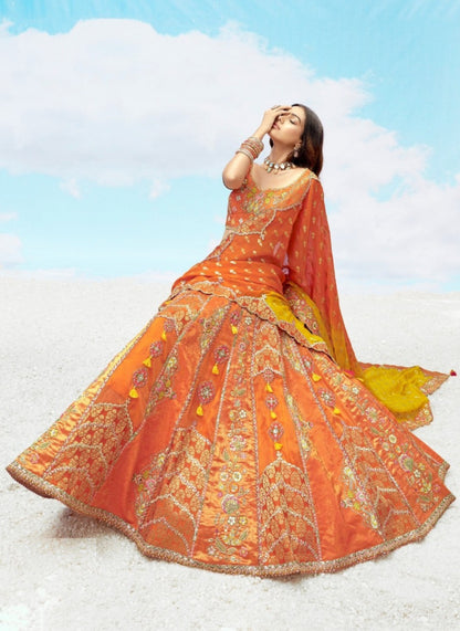 Iconic Rust Silk Stylish Lehenga