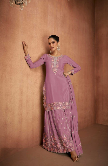 Flawless Lilac Georgette  Lehenga Bottom Suit Set