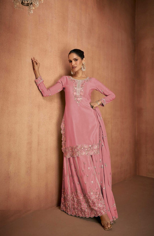 Sleek Mauve Georgette  Lehenga Bottom Suit Set