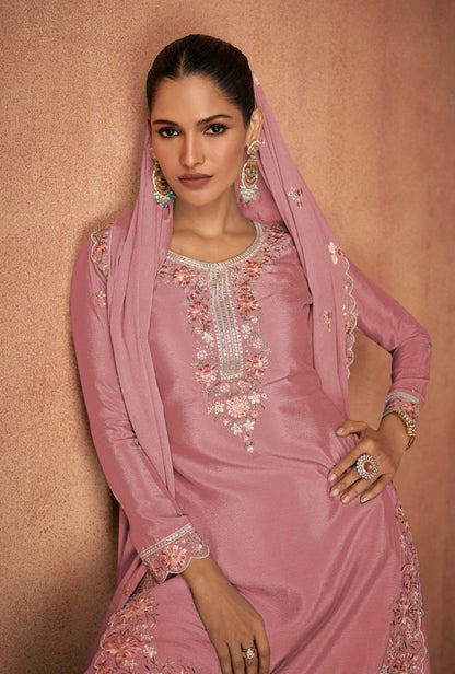 Sleek Mauve Georgette  Lehenga Bottom Suit Set