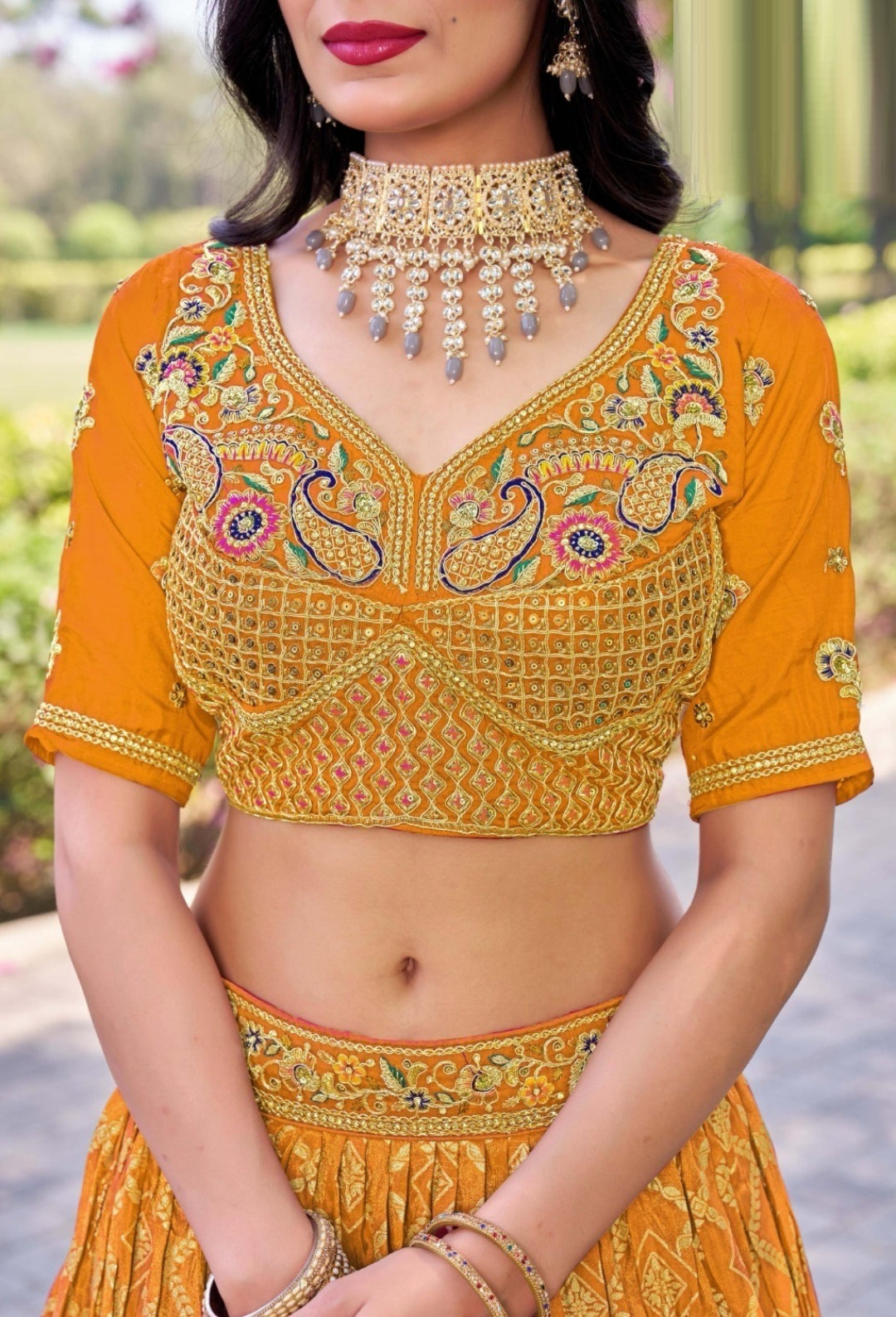 Stunnig Mustard Banarasi Silk Traditional Lehenga