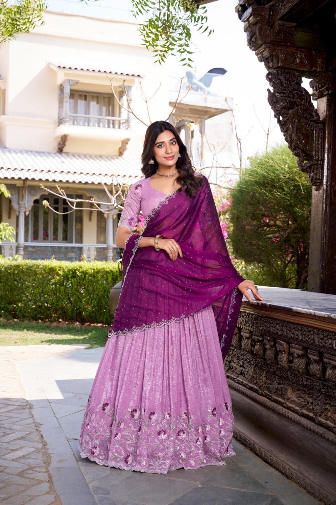 Magnificent Lavender Silk Glory Sequins And Thread Embroidery Work Stylish Lehenga